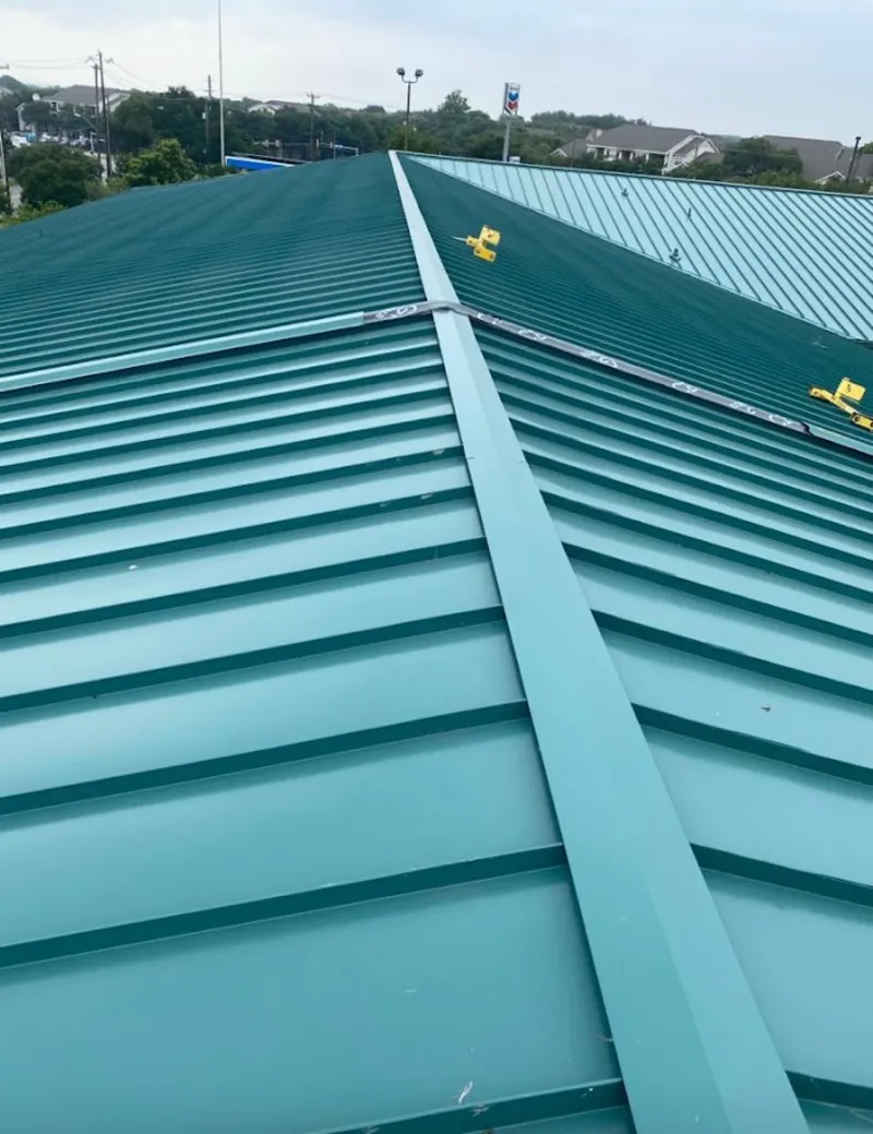 Green commercial metal roof ridge and valley for Metal Roof Repair in Blairstown